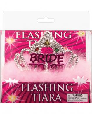 Flashing bride to be tiara w/pink marabou