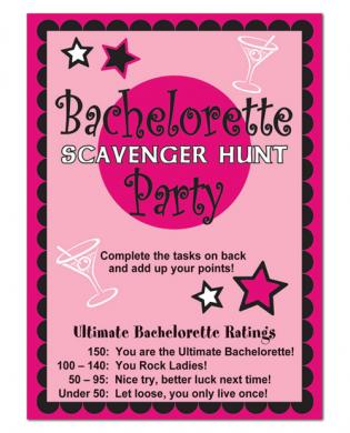 Bachelorette scavenger hunt game