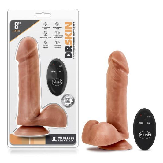 Dr. Skin 8in 10 Function Wireless Remote Dildo Mocha