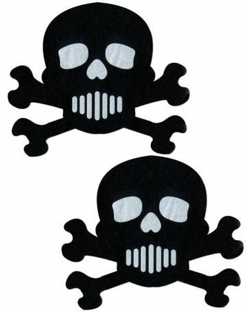 Skull Crossbones Black White Pasties O/S