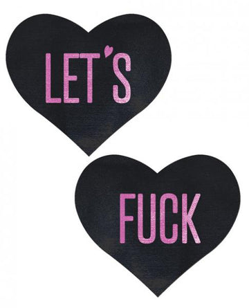 Pastease Let's F*ck Hearts Black O/S Pasties