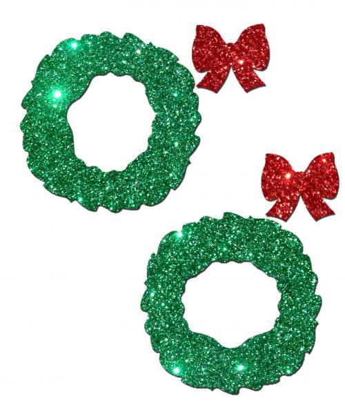 Wreath with Bows Glitter Green Red Pasties