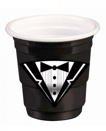 Bachelor Tuxedo Plastic Shot Glasses Black Set Of 12