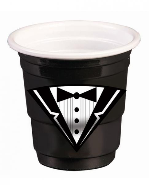 Bachelor Tuxedo Plastic Shot Glasses Black Set Of 12