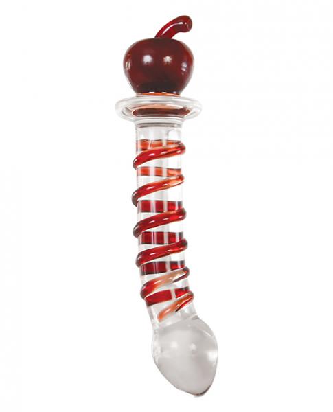 Eve's Twisted Crystal Dildo Clear with Red Ribbon Glass