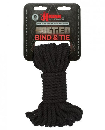 Kink Hogtied Bind & Tie Hemp Bondage Rope 30ft Black