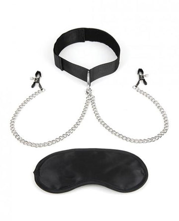 Lux Fetish Collar & Nipple Clamps Adjustable Pressure