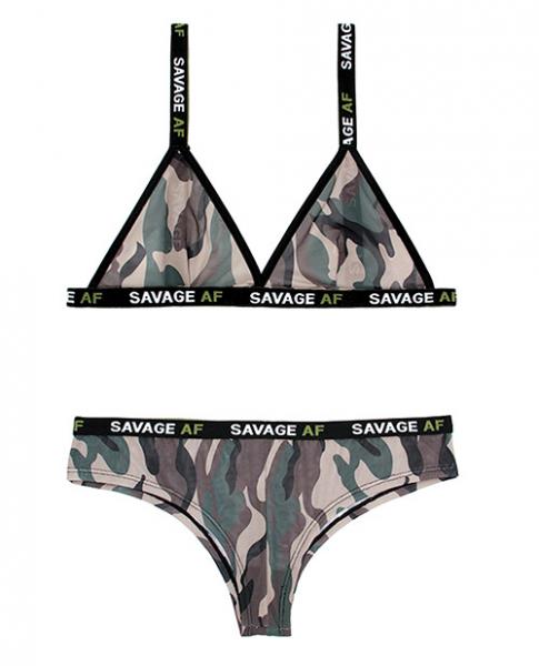 Vibes Savage AF Bralette & Cheeky Panty Camouflage L/XL