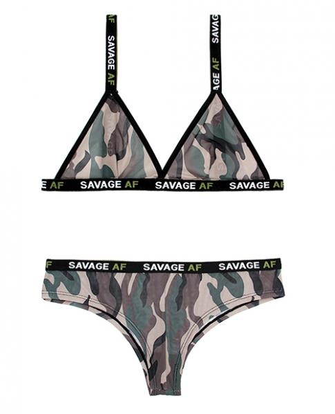 Vibes Savage Bralette & Cheeky Panty Camouflage Qn