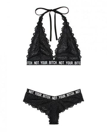 Vibes Not Your Bitch Bralette & Cheeky Panty Black L/XL