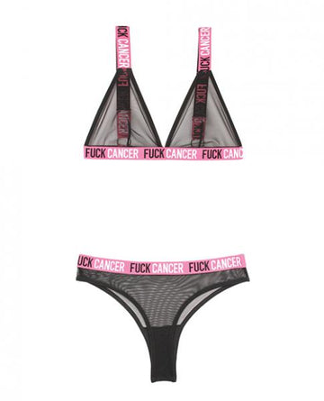 Vibes F*ck Cancer Bralette & Cheeky Panty Black L/XL