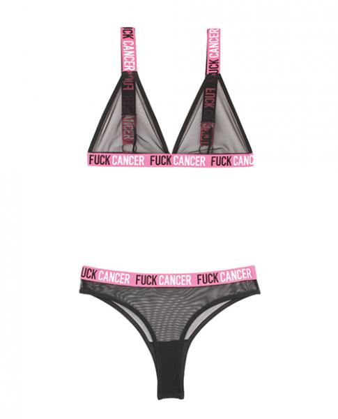 Vibes F*ck Cancer Bralette & Cheeky Panty Black L/XL