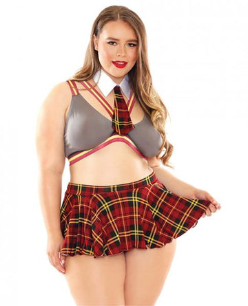 Little Miss Perfect Schoolgirl Costume Red, Yellow, Gray 1X/2X