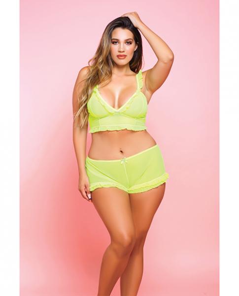 Ballet Cami & Booty Shorts Neon Yellow 1X