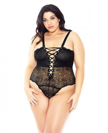 Reversible Lace Teddy Black 3X