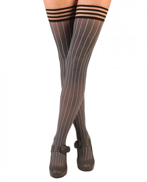 Kixies Annabelle Pinstripe Thigh High Tights Black C