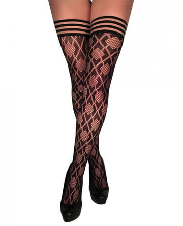 Kix'ies Elle Dot Fishnet Diamond Thigh High Black A