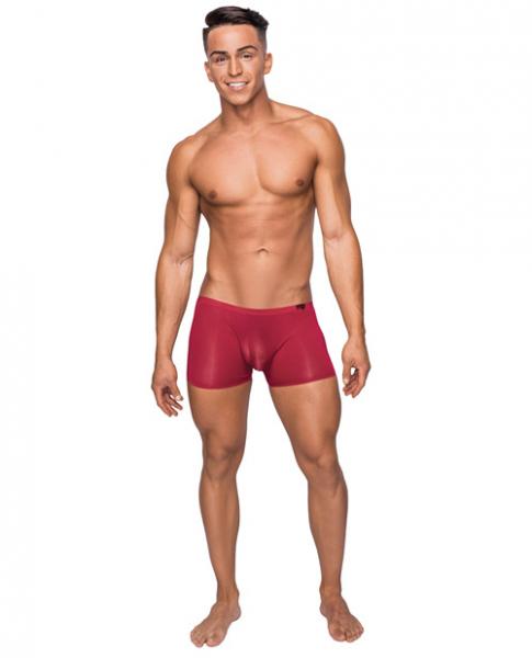 Seamless Sleek Shorts Sheer Pouch Red Small