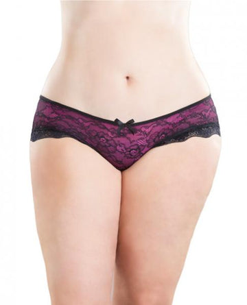 Cage Back Lace Panty Black Hot Pink L/XL