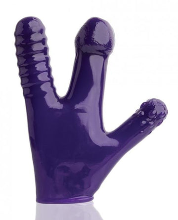 Oxballs Claw Glove Eggplant Purple 3 Soft Finger Dildos