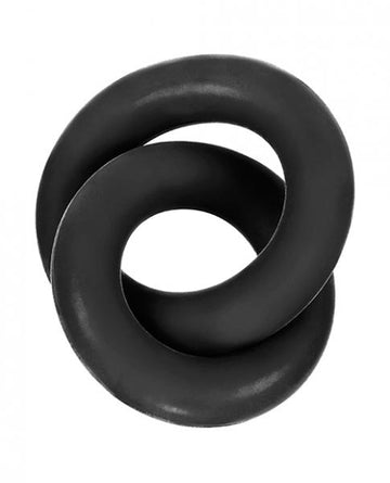 Hunkyjunk Duo Linked Cock & Ball Rings Tar Black