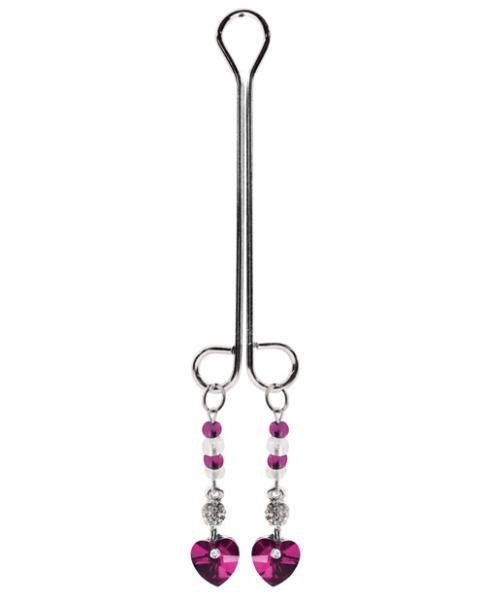 Bijoux Cli Clamp Double Loop with Heart Charm & Fuchsia Beads