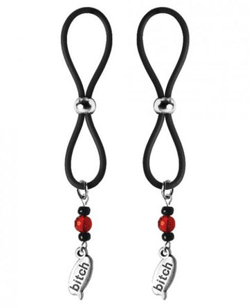 Bijoux De Nip Nipple Halos Bitch Charm Red Black