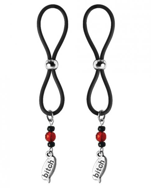 Bijoux De Nip Nipple Halos Bitch Charm Red Black