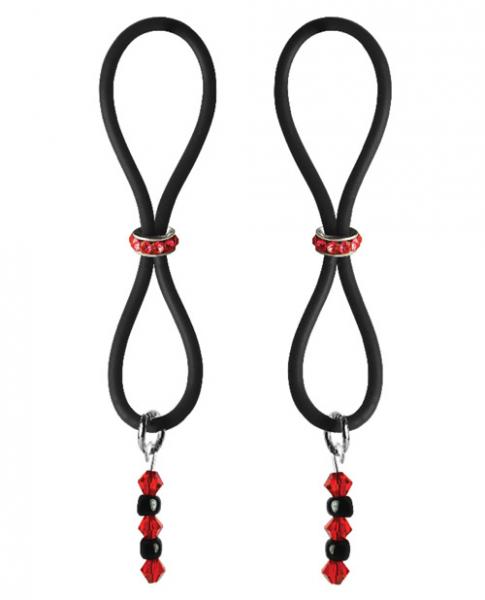 Bijoux De Nip Nipple Halos Red Gem Slider Red Black