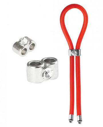 Bolo Lasso Ring Double Barrel Diamond Slider Red