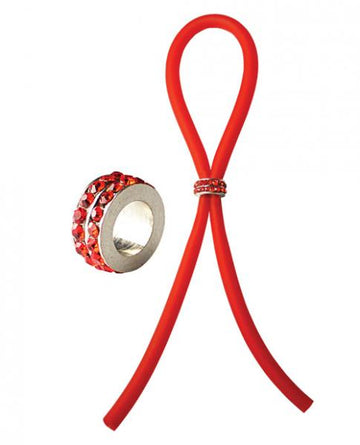 Bolo Silicone Band Lasso with Red Gems Red