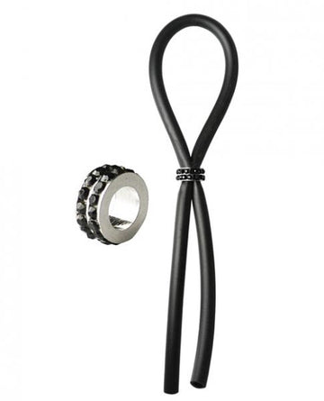 Bolo Silicone Band Lasso with Black Gems Black