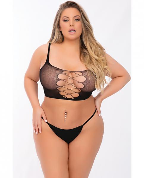 Open Love Hottie Bra Set Black One Size Queen