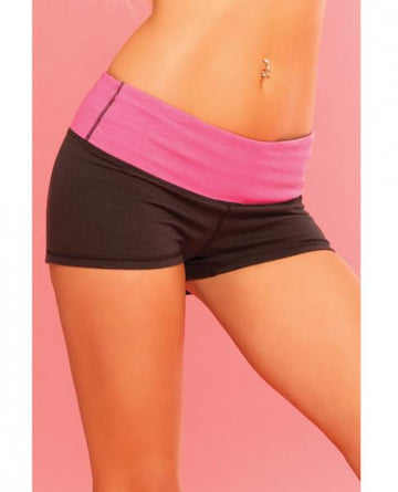 Pink Lipstick Sweat Yoga Short Thick Revrsible For Supprt & Compression W/scret Pcket Black Lg