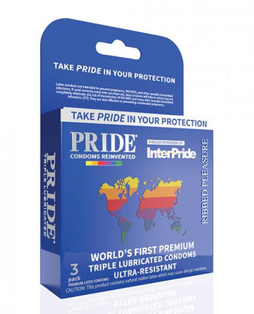 Pride Ribbed Pleasure Latex Condoms Pack Of 3