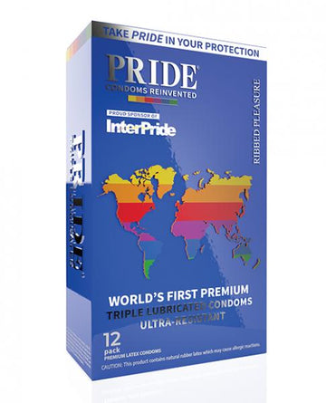 Pride Ribbed Pleasure Latex Condoms Pack Of 12