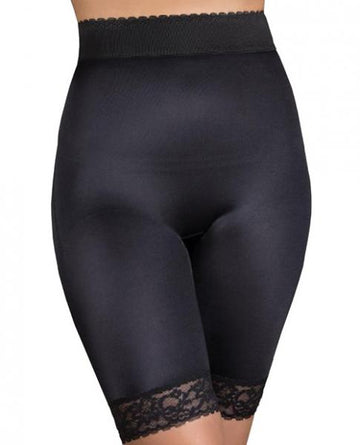 Rago Shapewear Long Leg Shaper Gripper Lace Bottom Black 10X