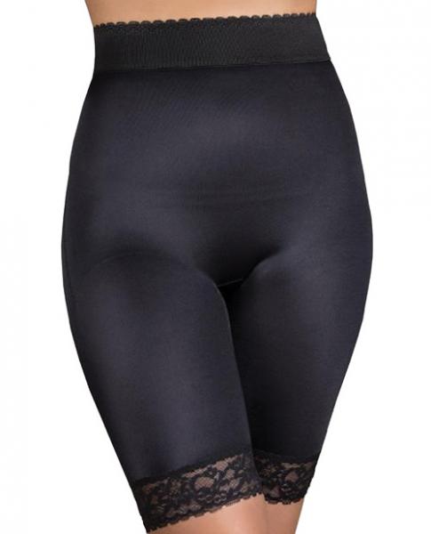 Rago Shapewear Long Leg Shaper Gripper Lace Bottom Black 7X