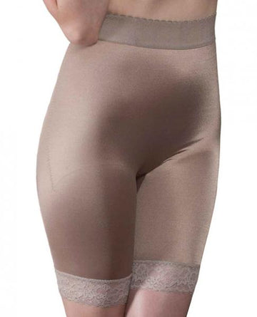 Rago Shapewear Long Leg Shaper Gripper Lace Bottom Mocha 12X