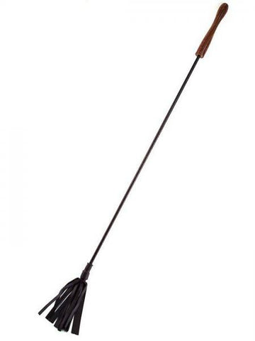 Rouge Leather Riding Crop Wooden Handle Black