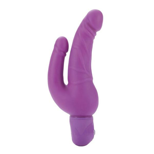 Bendie Power Stud Over & Under Double Vibrating Dildo Waterproof - Purple