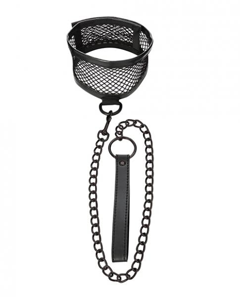 Sex & Mischief Fishnet Collar And Leash Black