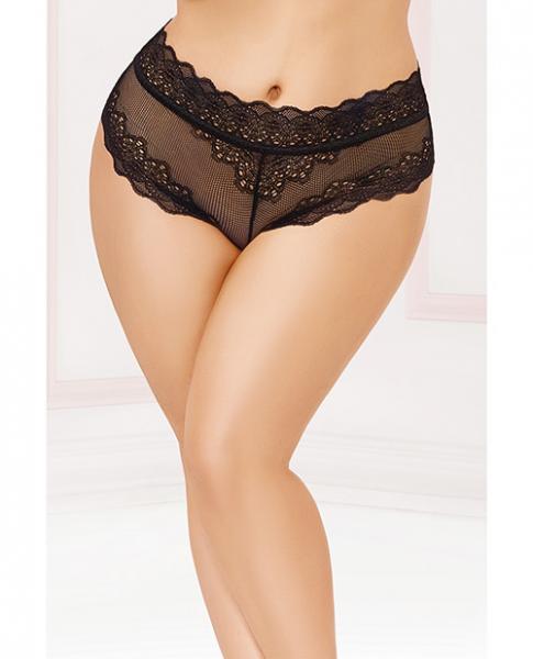 High Waist Panty Lace-Up Back Black 1X/2X