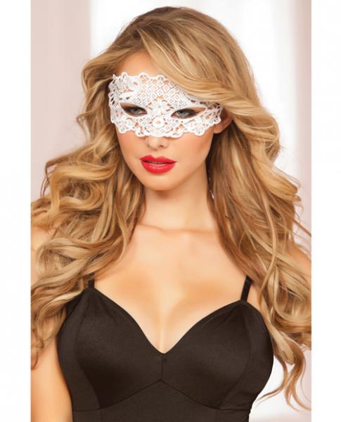 Lace Eye Mask Satin Ribbon Ties White O/S