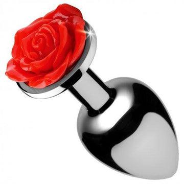 Booty Sparks Red Rose Anal Plug Small Silver