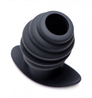 Hive Ass Tunnel Silicone Ribbed Hollow Anal Plug Black