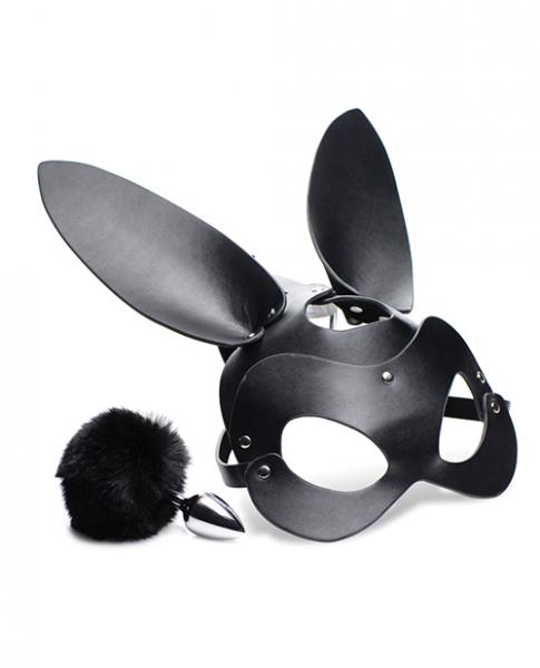 Tailz Bunny Tail Anal Plug & Mask Set Black