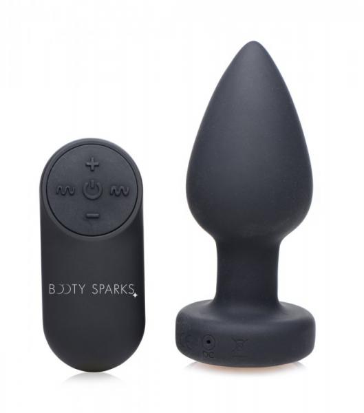 Booty Sparks Silicone Vibrating LED Plug Medium Black