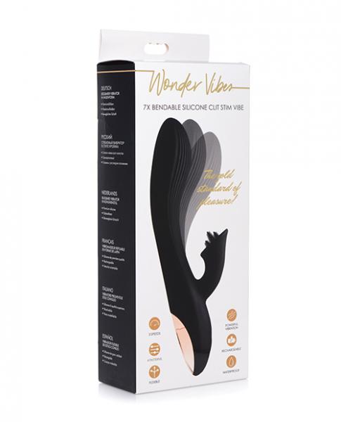 Wonder Vibes 7x Bendable Silicone Clit Stim Vibe  - Black