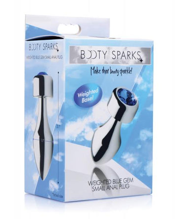 Booty Sparks Weighted Blue Gem Anal Plug - Small